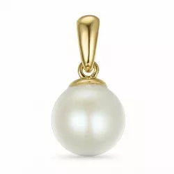 7 mm elfenben hvit perle anheng i 9 karat gull