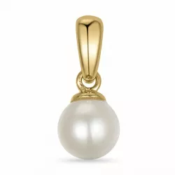5 mm elfenben hvit perle anheng i 14 karat gull