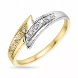 abstrakt diamant ring i 9 karat gull og hvitt gull 0,05 ct