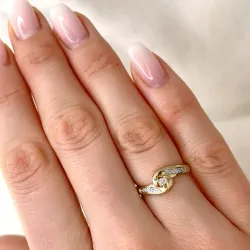 abstrakt diamantring i 9 karat gull og hvitt gull 0,05 ct