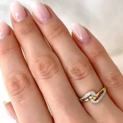 abstrakt diamant ring i 9 karat gull og hvitt gull 0,02 ct