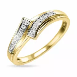 abstrakt diamant ring i 9 karat gull og hvitt gull 0,02 ct