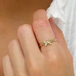 Sommerfugl diamant ring i 9 karat gull 0,02 ct