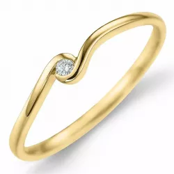 Diamant ring i 9 karat gull 0,02 ct