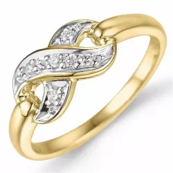 diamant ring i 9 karat gull og hvitt gull 0,05 ct