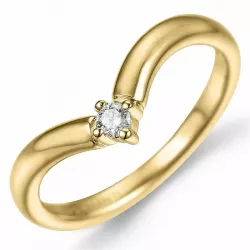 V diamant ring i 9 karat gull 0,05 ct