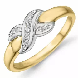 Diamant ring i 9 karat gull og hvitt gull 0,11 ct