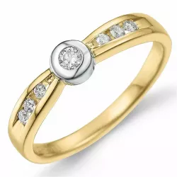 Diamant ring i 9 karat gull og hvitt gull 0,12 ct
