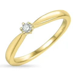 0,05 ct diamant solitairering i 9 karat gull 0,05 ct