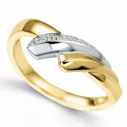 abstrakt diamant ring i 8 karat gull og hvitt gull 0,02 ct