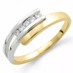 diamant ring i 9 karat gull og hvitt gull 0,11 ct