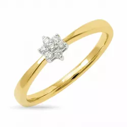 stjerne diamant ring i 9 karat gull og hvitt gull 0,06 ct