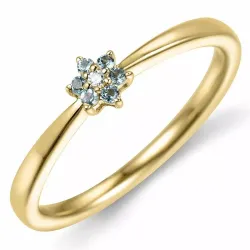 Blomst topas diamantring i 9 karat gull 0,01 ct 0,06 ct