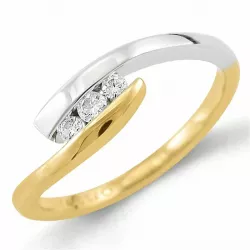 Enkel diamant ring i 9 karat gull og hvitt gull 0,11 ct