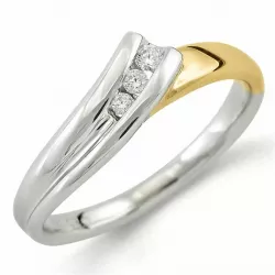 diamant ring i 9 karat gull og hvitt gull 0,06 ct