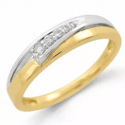 Diamant ring i 9 karat gull og hvitt gull 0,09 ct