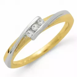 diamant ring i 9 karat gull og hvitt gull 0,07 ct