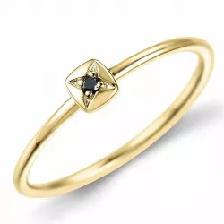 Svart diamant ring i 9 karat gull 0,01 ct