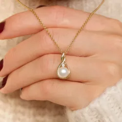 Perle diamantanheng i 9 karat gull 0,03 ct