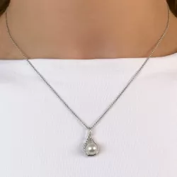 Perle diamantanheng i 9 karat hvitt gull 0,05 ct
