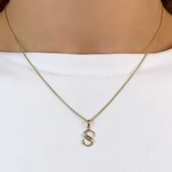 Bokstav s diamantanheng i 9 karat gull 0,02 ct