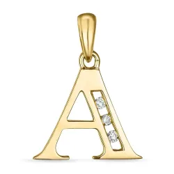 bokstav a diamant anheng i 9 karat gull 0,03 ct