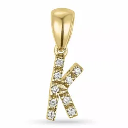Bokstav k diamant anheng i 9 karat gull 0,06 ct