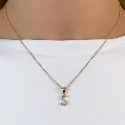 Bokstav s diamant anheng i 9 karat gull 0,05 ct