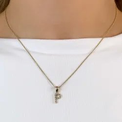 Bokstav p diamant anheng i 9 karat gull 0,06 ct