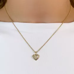 Hjerte diamant anheng i 9 karat gull 0,01 ct
