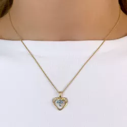 Hjerte topas diamantanheng i 9 karat gull 0,04 ct 0,30 ct