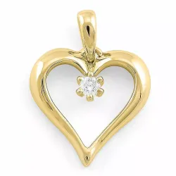 hjerte diamantanheng i 9 karat gull 0,08 ct