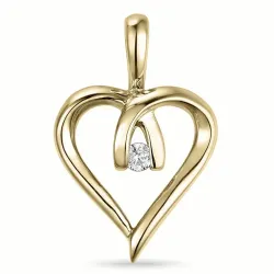 hjerte diamant anheng i 9 karat gull 0,02 ct