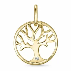 livets tre diamant anheng i 9 karat gull 0,01 ct