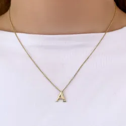 bokstav a diamant anheng i 9 karat gull 0,01 ct