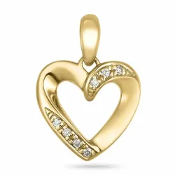 hjerte diamant anheng i 9 karat gull 0,03 ct