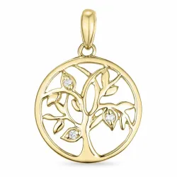 livets tre diamant anheng i 9 karat gull 0,02 ct