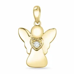 engel diamant anheng i 9 karat gull 0,02 ct