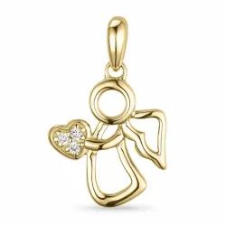 engel diamant anheng i 9 karat gull 0,02 ct