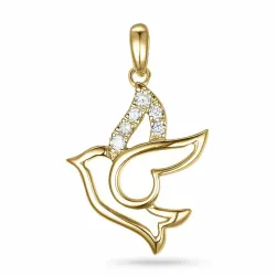 fugl diamant anheng i 9 karat gull 0,06 ct