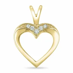 hjerte diamant anheng i 9 karat gull 0,05 ct