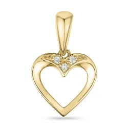 hjerte diamant anheng i 9 karat gull 0,02 ct