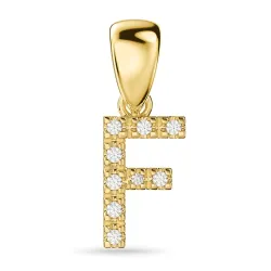 bokstav f diamant anheng i 9 karat gull 0,06 ct