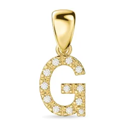 bokstav g diamant anheng i 9 karat gull 0,07 ct