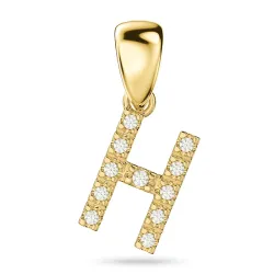 bokstav h diamant anheng i 9 karat gull 0,07 ct