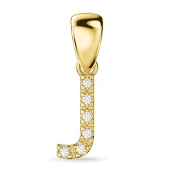 bokstav j diamant anheng i 9 karat gull 0,04 ct
