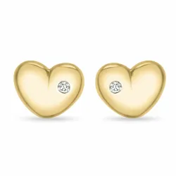 hjerte diamant ørestikker i 9 karat gull med diamant 
