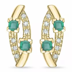 ovale smaragd briljantøredobb i 9 karat gull med smaragd og diamant 