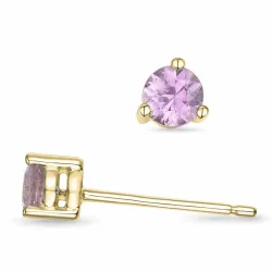 2 x 0,23 ct rosa safir solitaireørepynt i 9 karat gull med rosa safir 