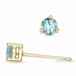 2 x 0,18 ct akvamarin solitaireørepynt i 9 karat gull med akvamarin